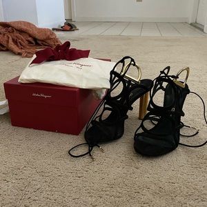 Ferragamo Black Suede Heels